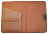 British tan leather journal with stitches